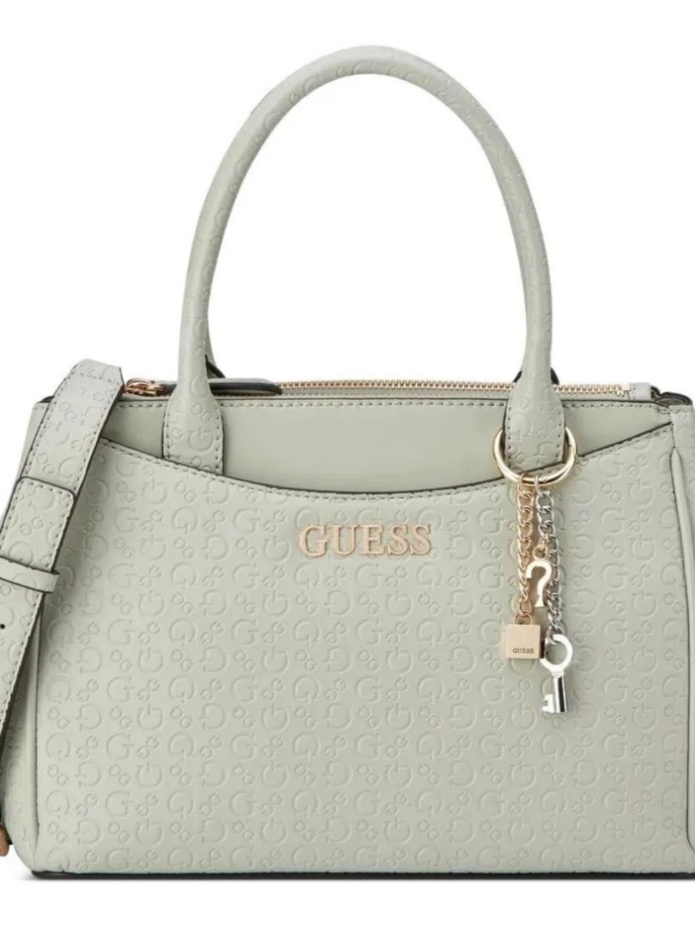GUESS Mint Green Embossed Logo Satchel Handbag